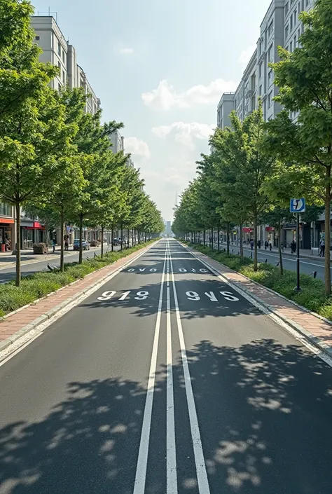 A road section where you can clearly see underground facilities on the ground：1、Ground space environment - two-way four-lane road on the ground，at both ends as non-motorized lanes and sidewalks、Separated by road greening，The roads on both sides are greened...