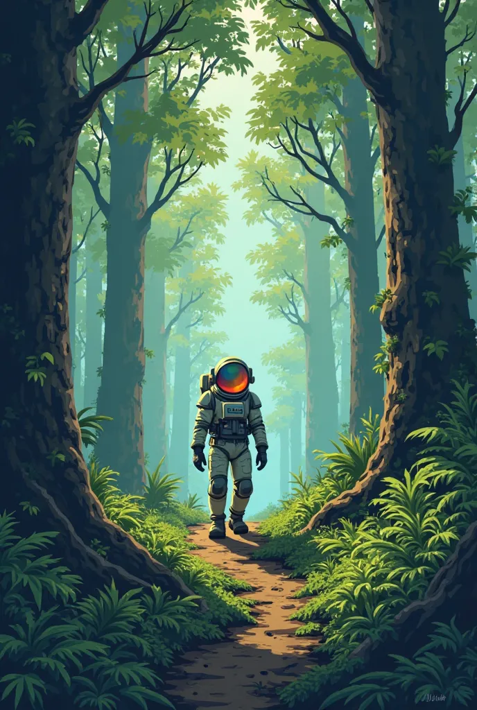 Astronaut lost in a forest in 2D