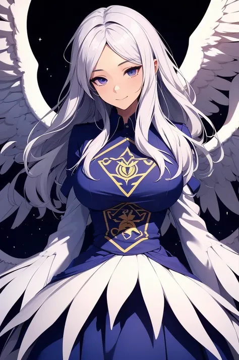 an animated anime drawing of a woman with huge wings holding a staff, well-formed face, ultra cute face, ultra detailed eyes, ultra detailed hair, ultra cute, ultra beautiful, ((high end)), (UHD picture), (best quality,4k,8k,highres,masterpiece:1.2), top-q...