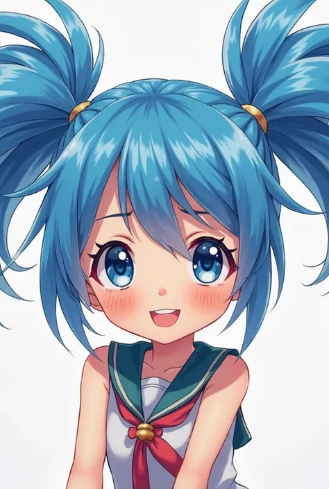 Super deformed blue hair twin tail sharp image