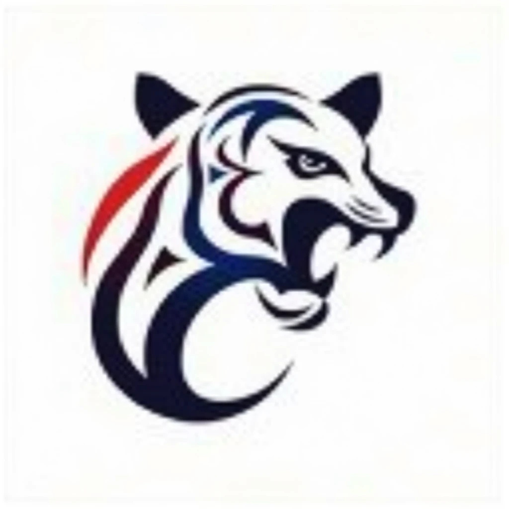 A minimalist logo of a white tiger with its mouth open, showing its fangs in a fierce but elegant way. The design should follow a tribal or geometric style, with clean, stylized lines that form the silhouette of the tiger without excessive details. Its exp...