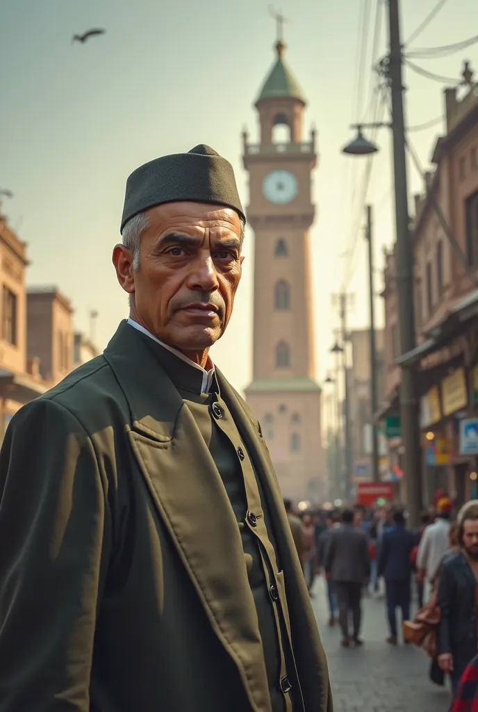 Quaid azam Muhammad Ali jinnah standing near ghanta ghar Faisalabad Pakistan