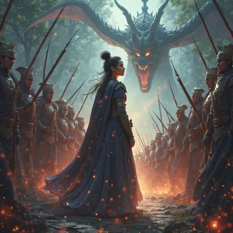 A girl curious about his people because she is Queen and now some demons power is to taking control but she is resilient and attack them with full of loyal army and defeat them