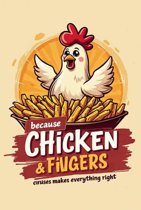 create a logo design for our business name “fry-blem solved” with a tagline “because chicken and fries makes everything right”. it is a food chicken fingers and fries