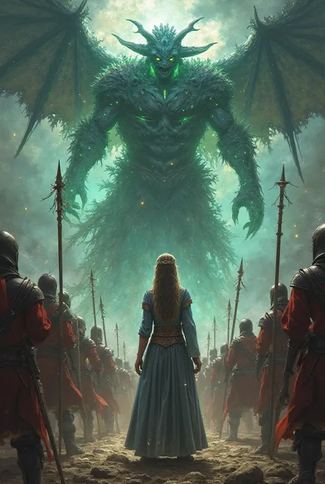 A girl curious about his people because she is Queen and now some demons power is to taking control but she is resilient and attack them with full of loyal army and defeat them