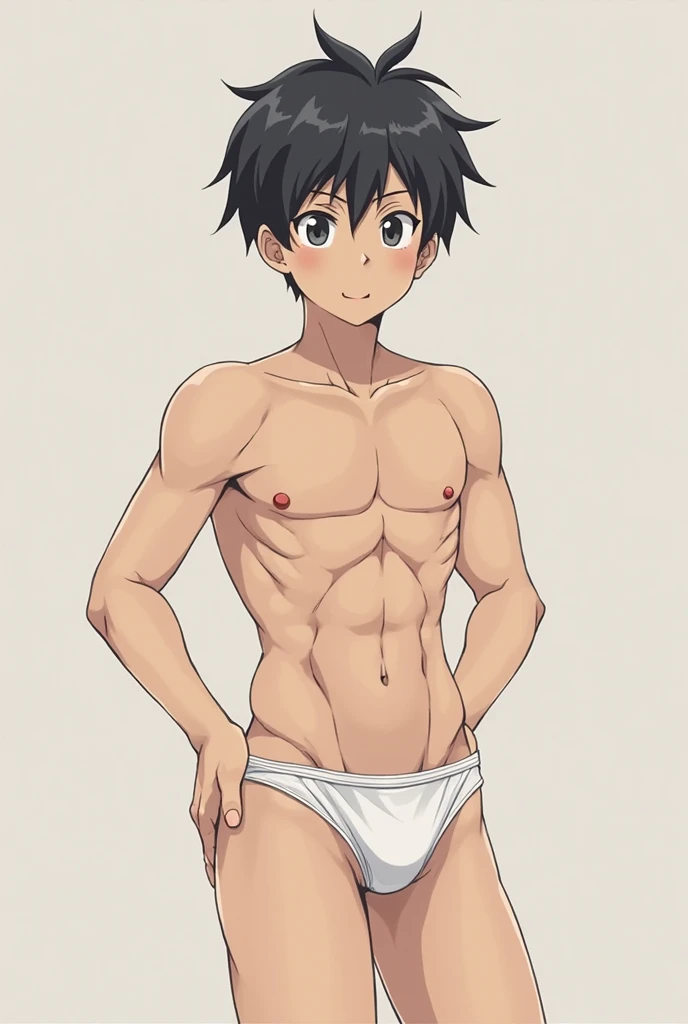 White anime boy with a big penis in his underwear