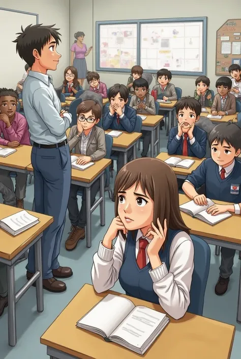 Panel 1: The Introduction

Visual: A bustling classroom with students settling in. The protagonist, Alex, glances over at their classmate, Jamie, who is engrossed in a book.

Caption: “Alex had always admired Jamie from afar.”
