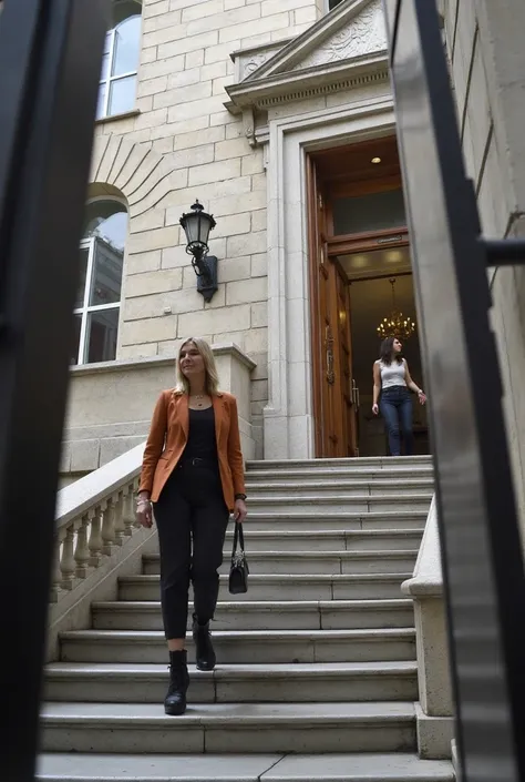 there is a woman walking up the stairs of a building,  Argentina , São Paulo, by Rodolfo Escalera, Court Images, in  Argentina ,  by Hugo Sánchez Bonilla, Academia, by Ramón Piaguaje, seen from outside, AFP, by Pedro Álvarez Castelló, official courthouse, ...