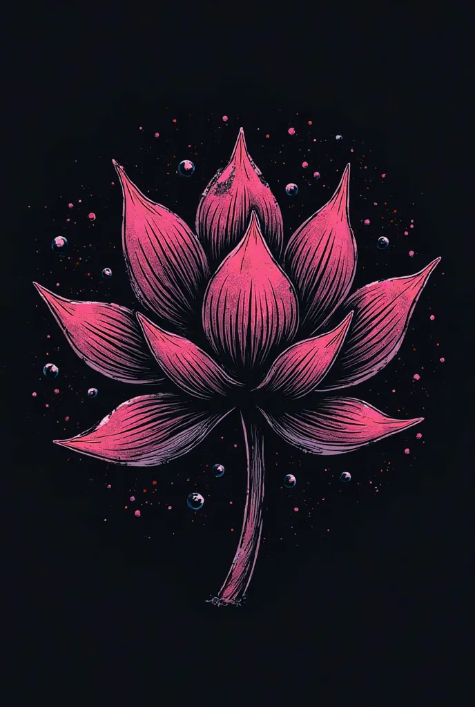 Imagine a logo in which the lotus flower is presented in a stylized and bold form, merging natural elegance with a punk touch. The base of the design is the lotus flower, whose petals are outlined with thick strokes and slightly uneven, , symbolizing the s...