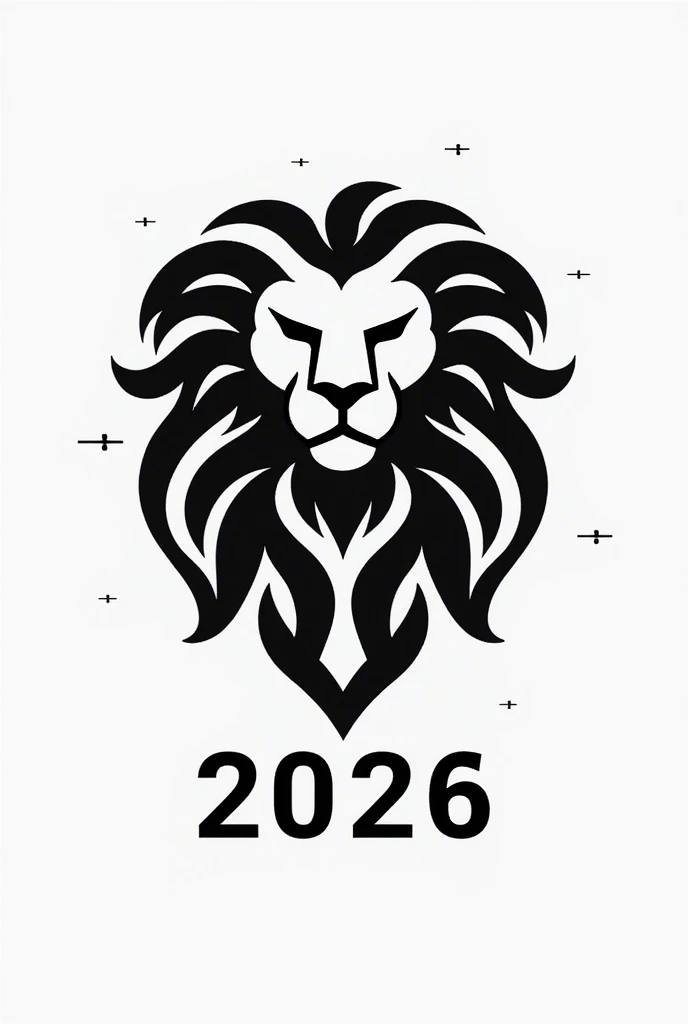 Create logos for a black and white 2026 promotion with a lion in the middle 