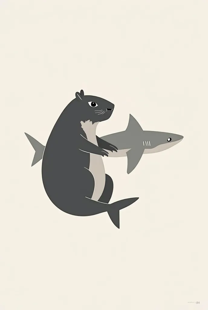 Minimalist logo featuring a capybara and a shark 