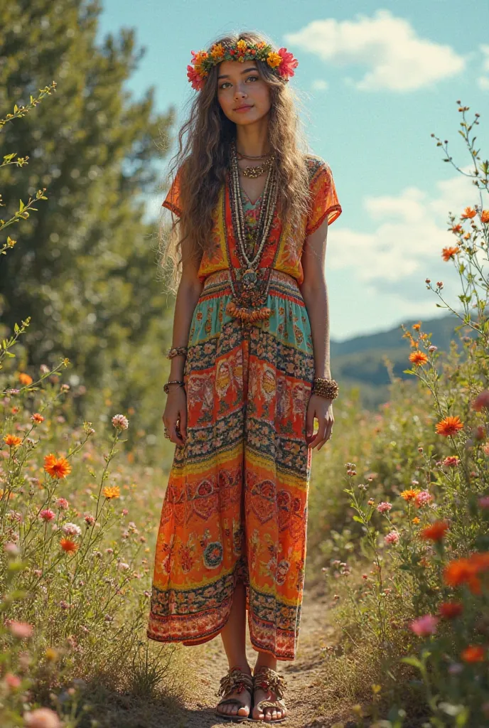 A woman who dressed like a hippie 