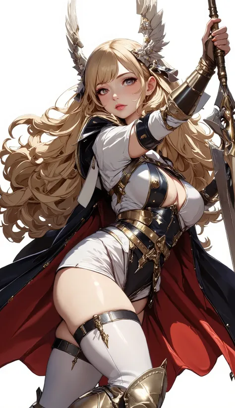 (Masterpiece:1.5,Top Quality:1.3,Amazing Quality:1.3), (Anime Character), ((nsfw)), Solo, Full Length, Chiara, 1 Girl, ((Sexy cute woman:1.5)), White Skin, Silver Gauntlets, Silver Boots, Western sexy Armor, Shining Clothes, gleaming decorations, ((with bi...