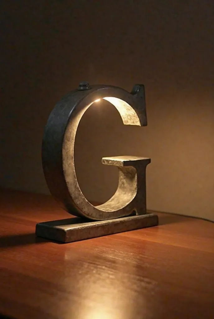 ANTIQUE DESK LAMP CONSISTING OF THE LETTER P AND G but only the minimalist silhouette