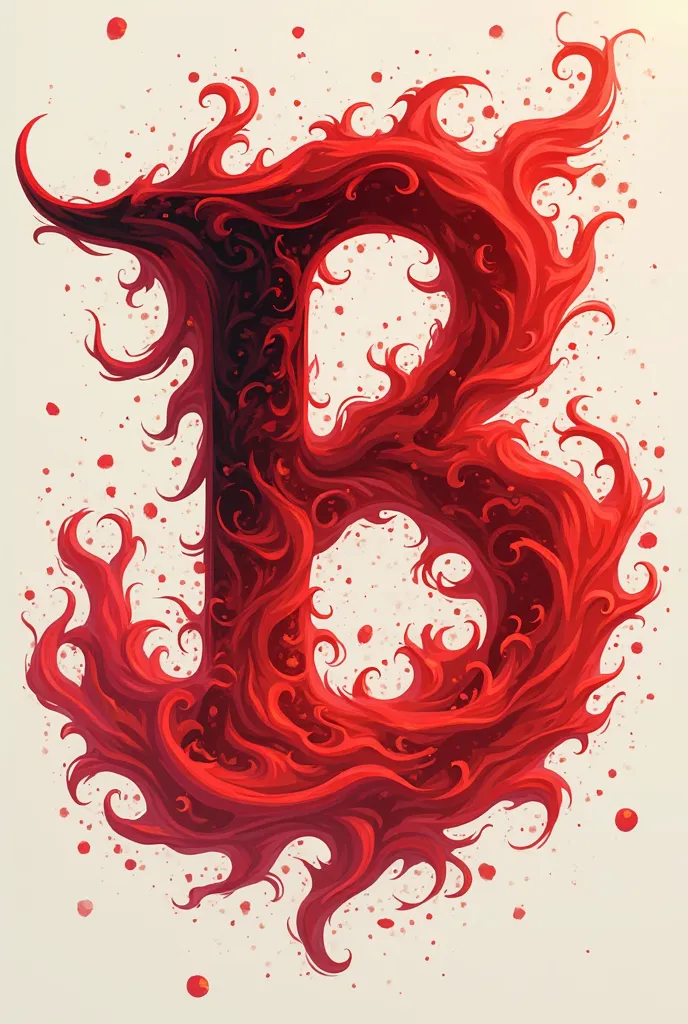 I created an image of letter b with a Japanese anime effect with a red aura surrounding it