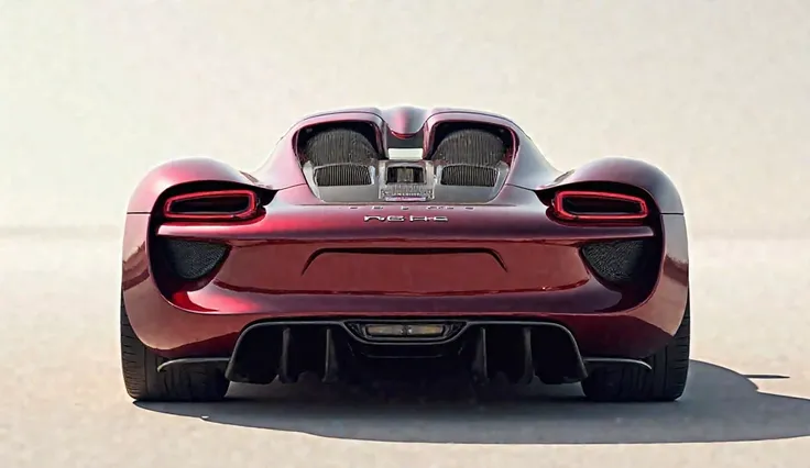 Create a image of Porsche 918 Bordeaux red full back prompt clean view 