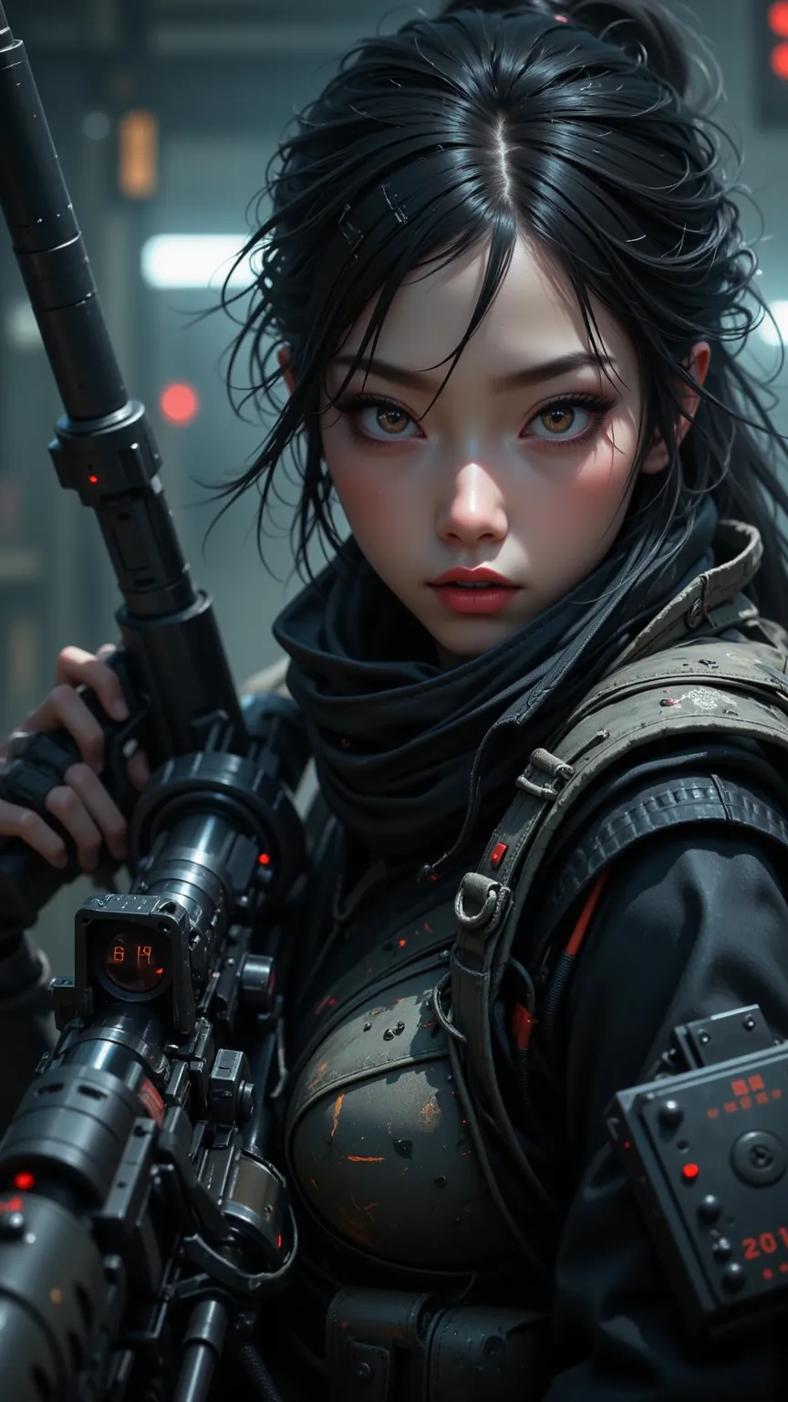 woman，A Dramatic Scene，A Skilled Sniper Makes Critical Shots for Critical Situations，A Sniper Acting Alone， Focus ，One Shot Ding Jiangshan，Sharpshooter，Accurate Aiming，High Risk Moments，Mystery ，High-tech，High Quality CGI