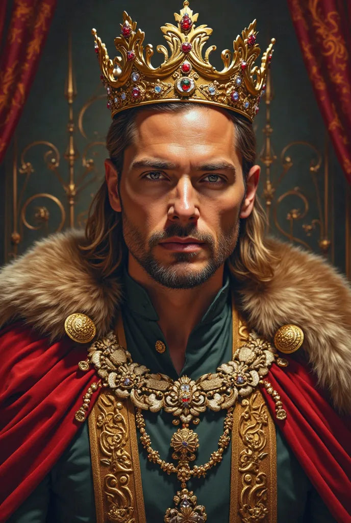 Josh Holloway, blonde, king version. With royal costumes and royal crown.