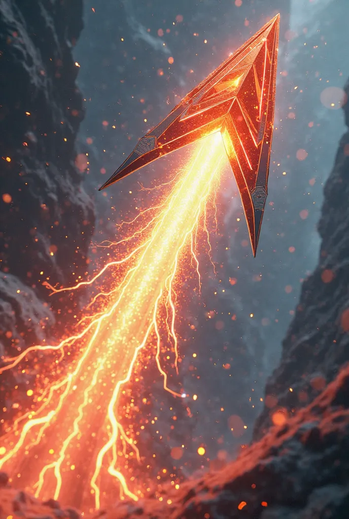 Create an image of an arrow giving off sparks but that is not realistic, As if it were in anime
