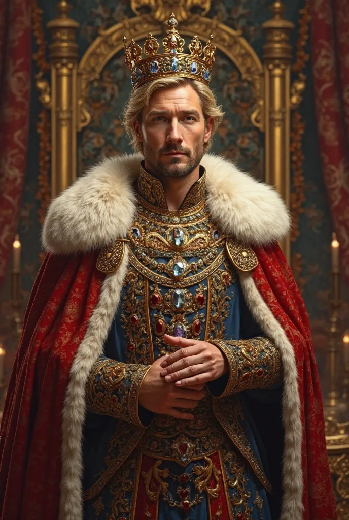 Josh Holloway, blonde, king version, With royal costumes and royal crown