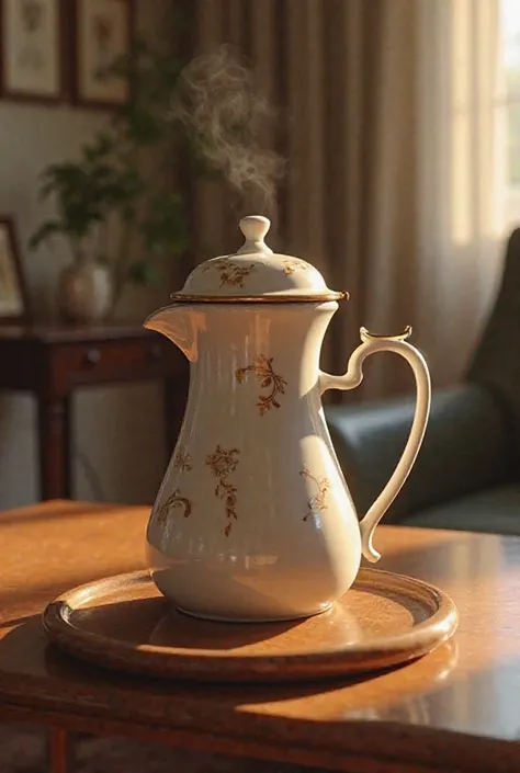 Hot coffee in an elegant pot