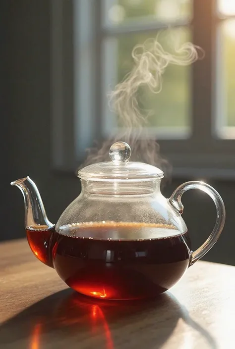 Hot coffee in an elegant transparent pot