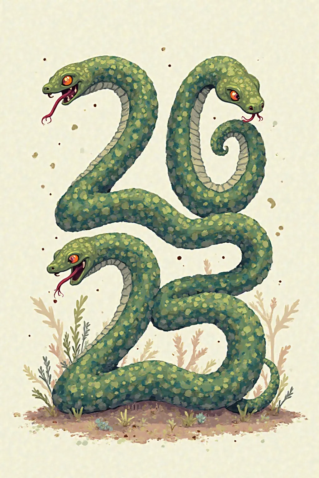 make 2d numbers 2025 with snake clip art style