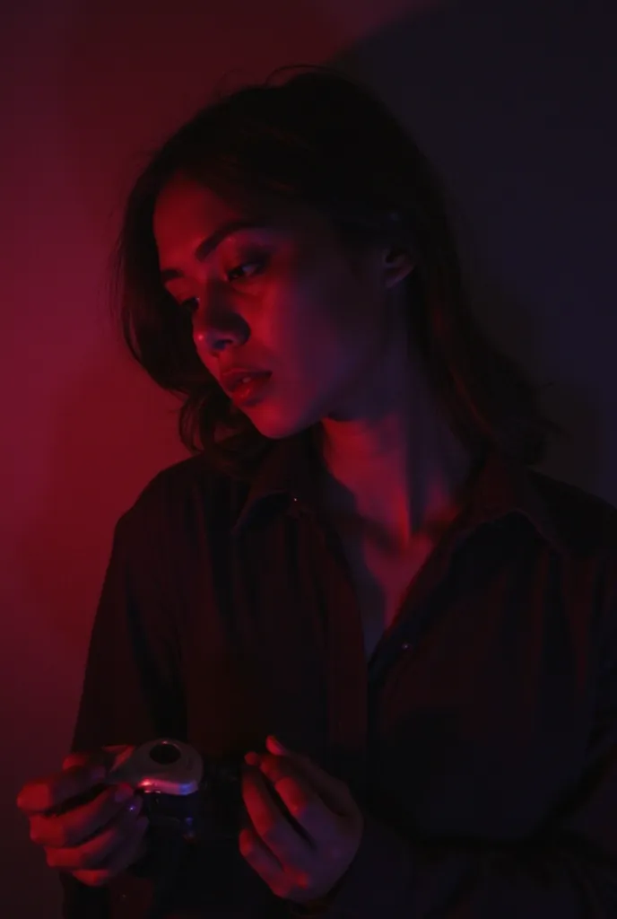 • Portrait with red or purple light — Use a dim light and shadows to create a mysterious and emotional environment. You can look down or to the horizon for an introspective effect.• Portrait with red or purple light — Use a dim light and shadows to create ...