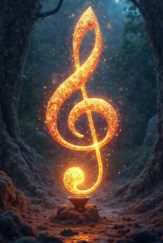 treble clef and a torch attached