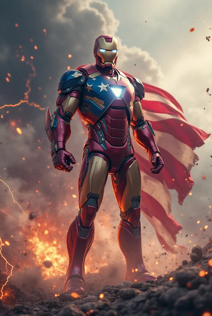 Ironman with flag of dynamic defender 