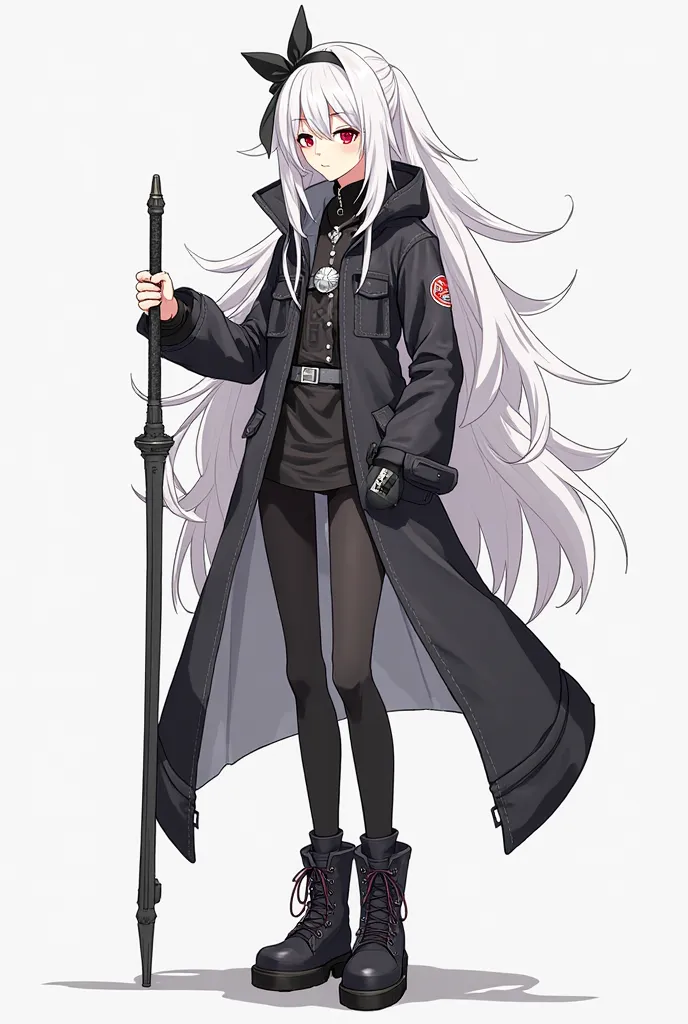 Make a Bungo stray dogs style Character, Gender is Intersex, They have Long white hair that ends right above his knees with Red or Magenta Eyes, slim body build, Full body view. The name on the side of them will be Aoife Discord.
Character sheet. With sket...