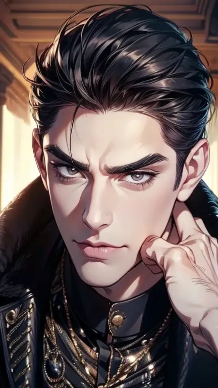 (  RomeroBrito,8k,     highres,  masterpiece:1.2),     ultra-detailed,(Realistic,photoRealistic,photo-Realistic:1.37),36-year-old man,3 day beard,cute anime ,Portraits,strong,masculine,     dark hair,sharp jaw,          mesmerizing eyes          ,     perf...