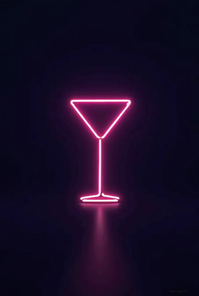 Prompt: Outline logo of a bar, a glass of cocktail, flat design, neon light, dark background — v 5