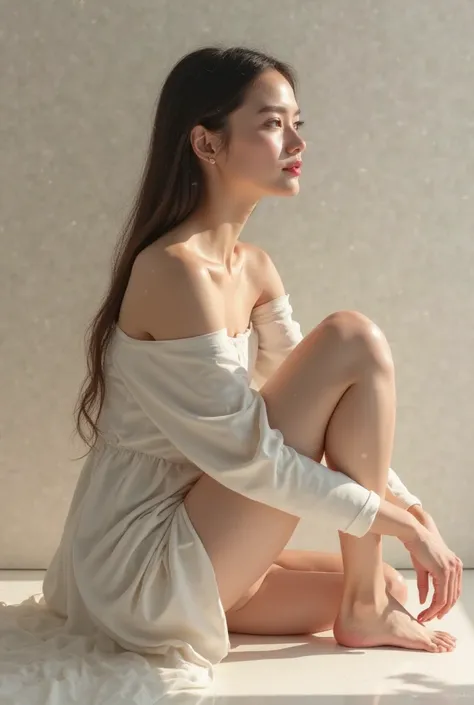 A seated model 