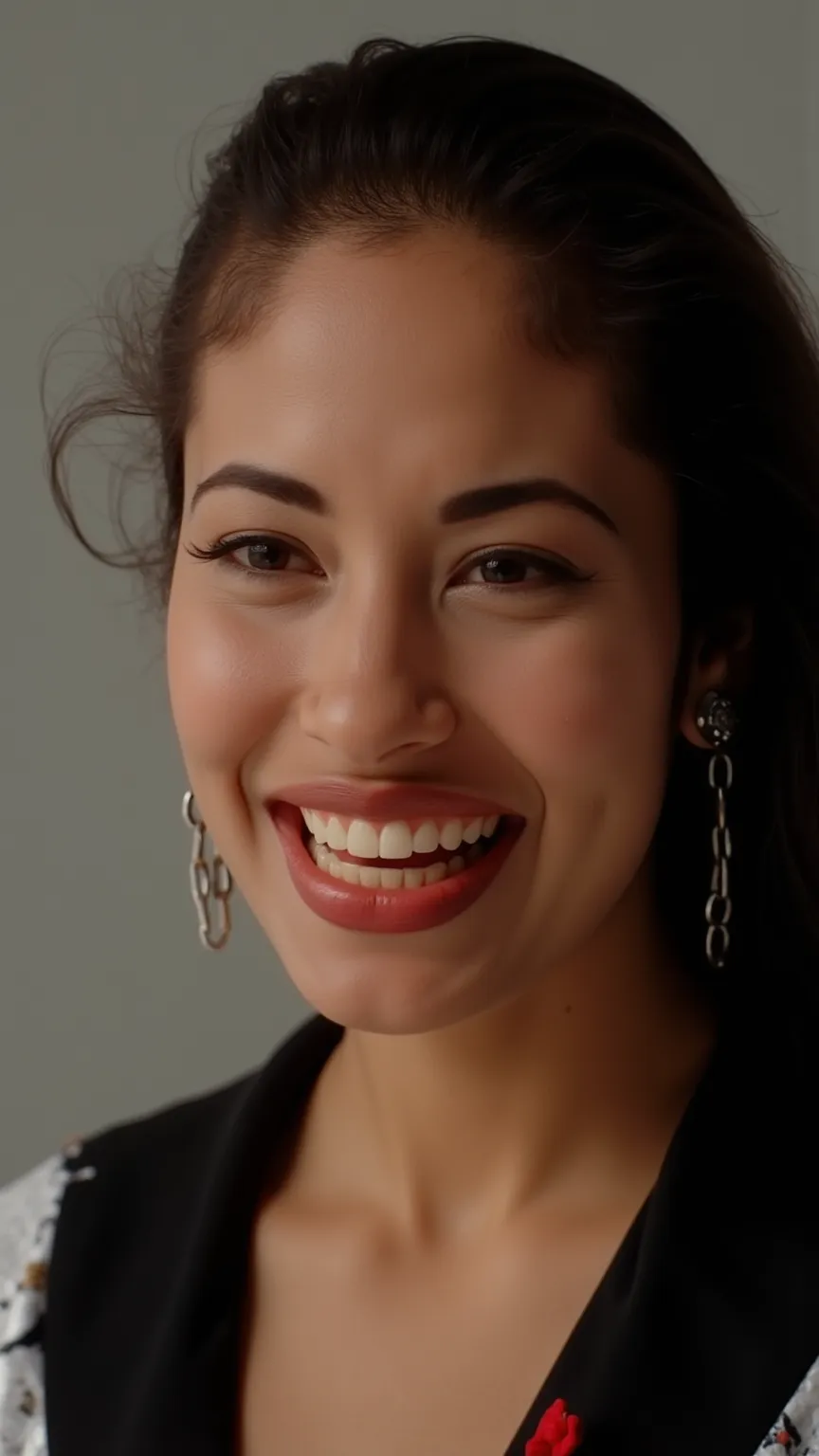 Mid-shot portrait of a 23-year-old woman. Your skin has a realistic texture, showing natural details such as pores and subtle expression wrinkles. The lighting highlights the contours of her face, creating a cinematic appearance. The background can be any ...