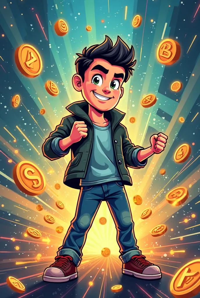 Create cartoon-style images, Logo format type, About a person who bets everything. With the cryptocurrency theme, just send it