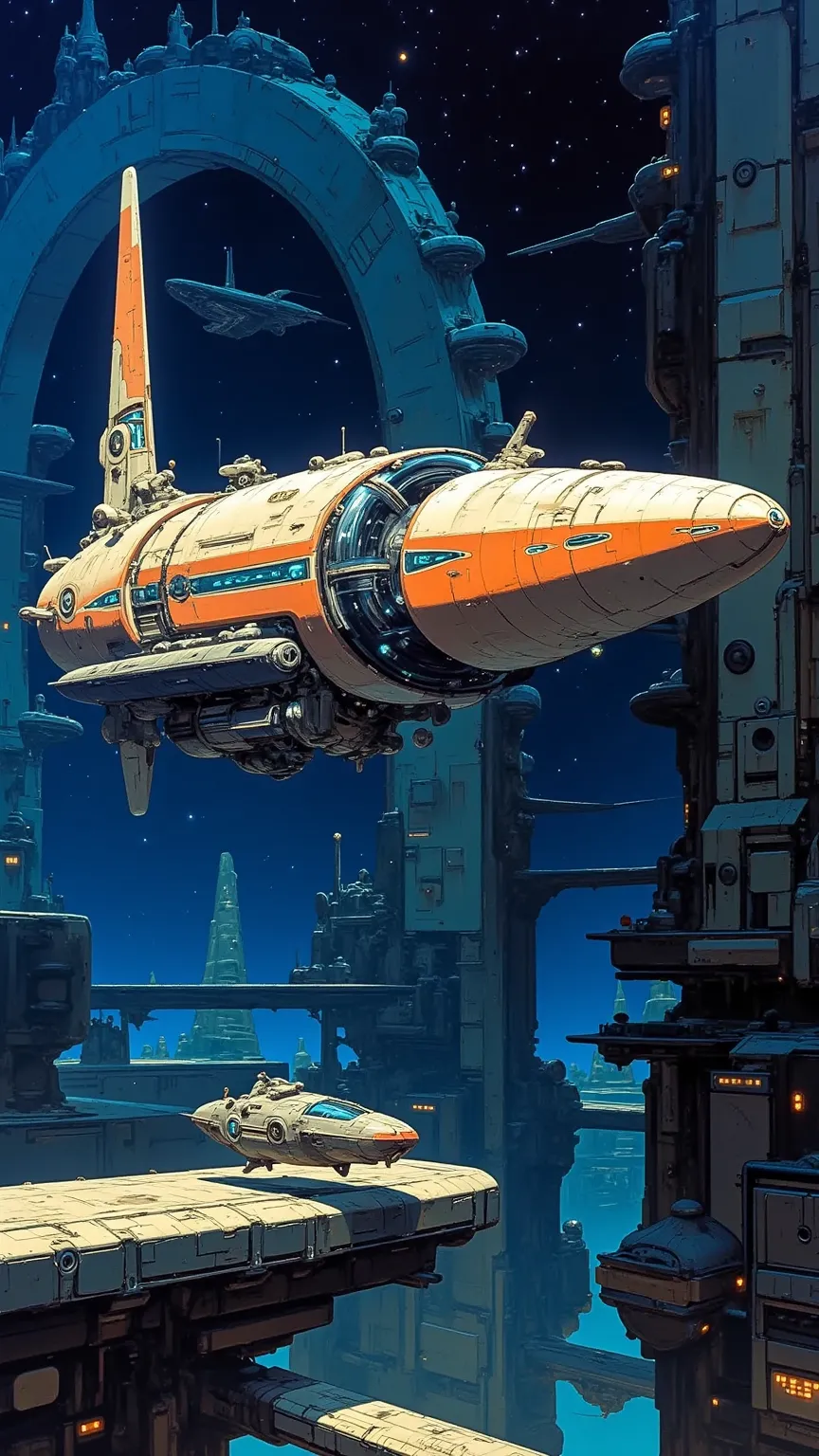 realism, realistic, rectangular, 1spaceship,(((rectangular shape))) ,  (((flying deep space))), Masterpiece by Syd Mead Style, cSyd Mead Style style, retro sci-fi spaceship, inspired by Josan Gonzalez, beeple and jean Giraud, background cyberpunk spaceship...