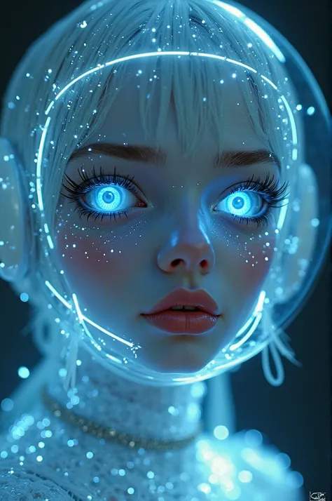 Nado:1.1) ( heterochromia:  xanthochromia and blue eyes:1.2) (Space helmet:1.0) (Strellalores in the eyes:1.0) (A radiant shine:1.1) (Thick lips:0.9)