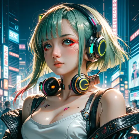  Cybergirl with headphones and glowing ears in the city,  cyberpunk art style , Cyberpunk Cat,  anime cyberpunk  art, digital  Cyberpunk Anime Art ,  Cyberpunk Anime Art ,  cyberpunk anime girl,  digital cyberpunk - anime art  ,  anime cyberpunk ,  Gwyse S...