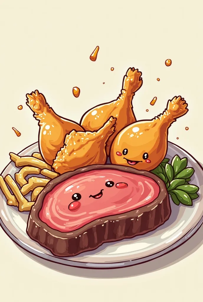 chicken wings beef steak drawing cute simple