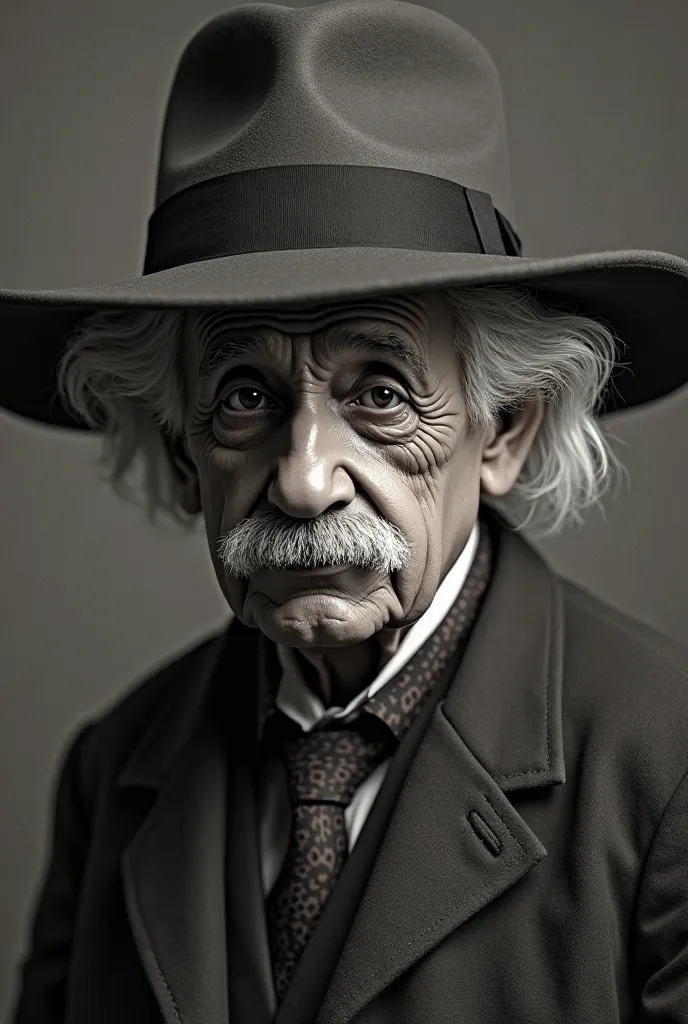 Einstein in a full-length hat