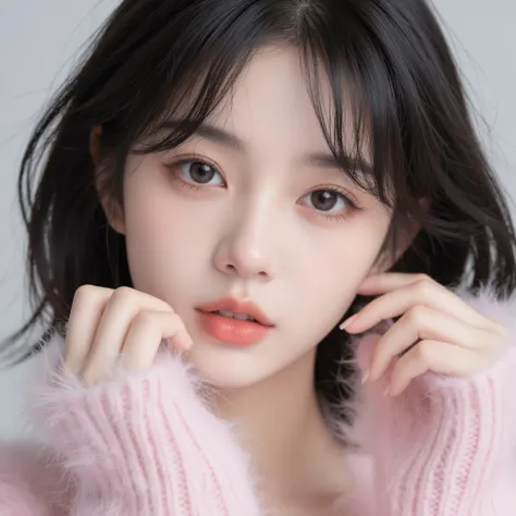 Kpop girl, korean, looks like winter from Aespa a little bit, cutie, maknae, pretty, visual, gorgeous visual, unique visual, , prettiest girl ever, unique makeup style, naturally pretty, perfect douyin look, looks like a mixture between winter and wonyoung...