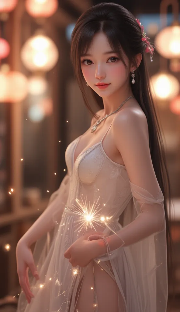 (  Super Cute Young Face  :1.1),(  Sparkling Clear Glamorous Eyes  :1.1), (Japanese idol's face :1.1),  Very Beautiful Cute Girl  ,,(18 years old:1.2),Delicate, smooth and soft long black straight hair, fair skin,(Happy and cheerful smile ),Professional Po...