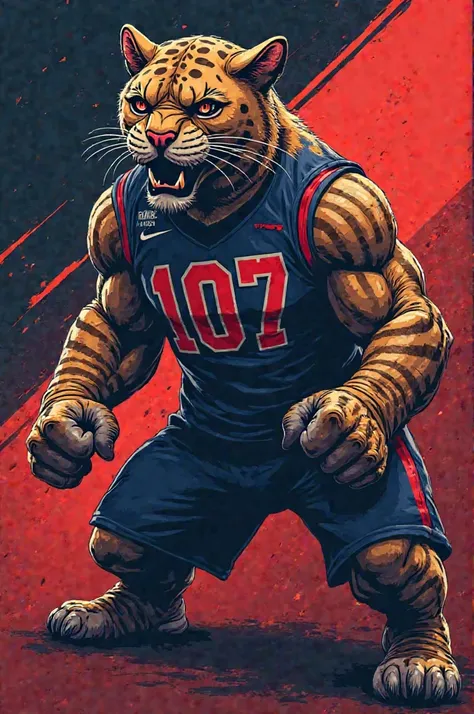 I would like a design for a jersey for a high school sports team where the mascot is a puma and the number for the high school is 107 