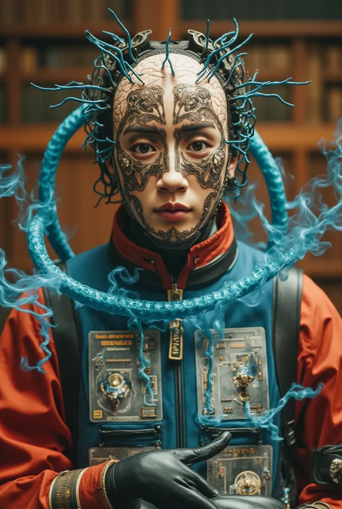 Cool Alien, Faded Fujifilm Photo, (dynamic pose:1.2), (dynamic camera), Fine art photography, (amateur photo), (analog photo:1.2, film grain), alien humanoid, photo of a futuristic artificial intelligence superstar with frames made of detailed circuits. ar...