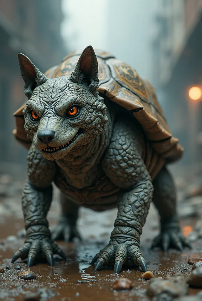 Half-wolf mutant shellless turtle