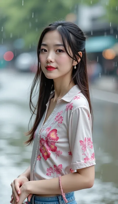 32k, High quality shot with the highest quality camera,  Fuji camera uses the highest quality and most modern film. , ภาพและสีสันที่ Realisticเกินจริง, Picture of smiling asian girl,  Korean girl makeup , super model thai supermodel japanese supermodel chi...