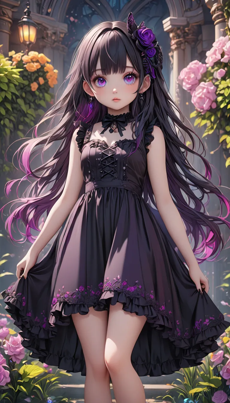    
1 girl, masterpiece, best quality, best quality, Amazing, beautiful detailed eyes, finely detailed, depth of field, extremely detailed CG unity 8k wallpaper, full body, kawaiitech,gothic colors, kawaii, cute colors, full body,
