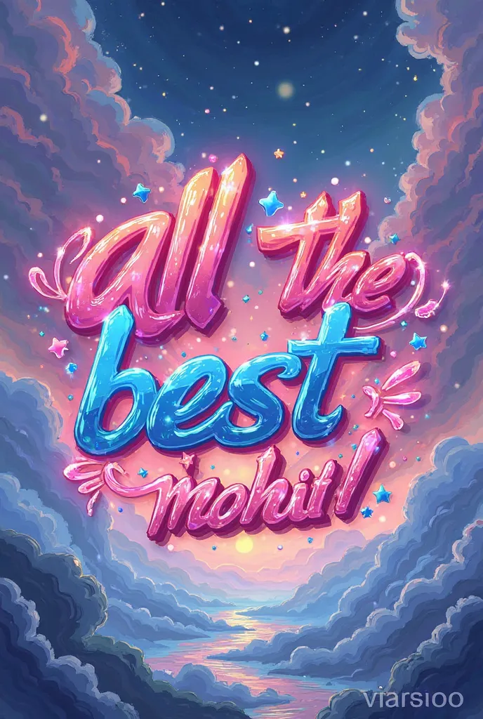 ‘All the best Mohit’ in text with cool anime