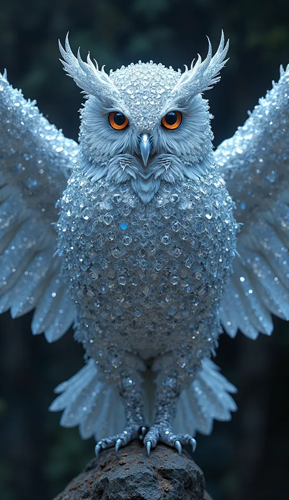 owl, body made with shining diamonds